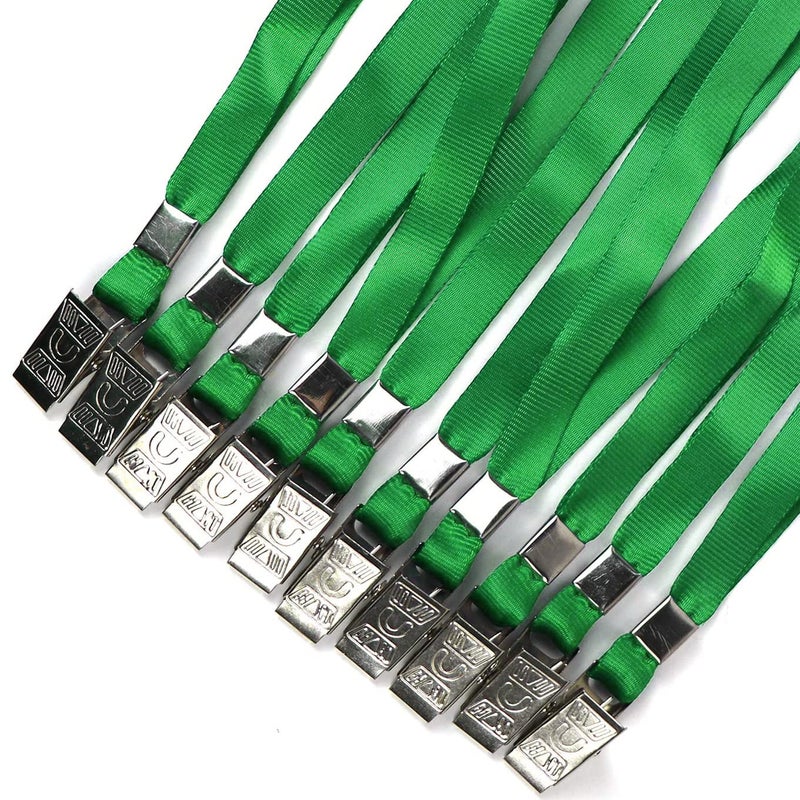 Beebel Green Lanyards 100 Pack Nylon Flat Badge Lanyard for Id Badge Name Tag (Green, 100 Pack) - Image 5